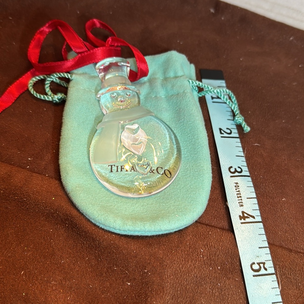 🐈‍⬛HOST PICK🐈‍⬛ Tiffany & Co Authentic Crystal Glass Snowman Ornament NWT - Picture 8 of 8